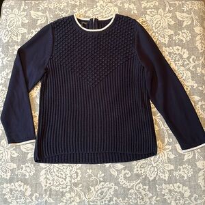 Women’s Talbots extra large navy blue sweater with cream neck and wrist trim